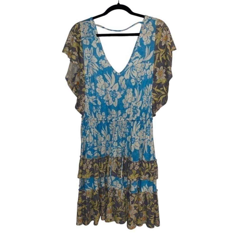 Daily PRACTICE by Anthropologie Tiered Ruffle Floral Flutter Sleeve Mini Dress - Picture 14 of 15